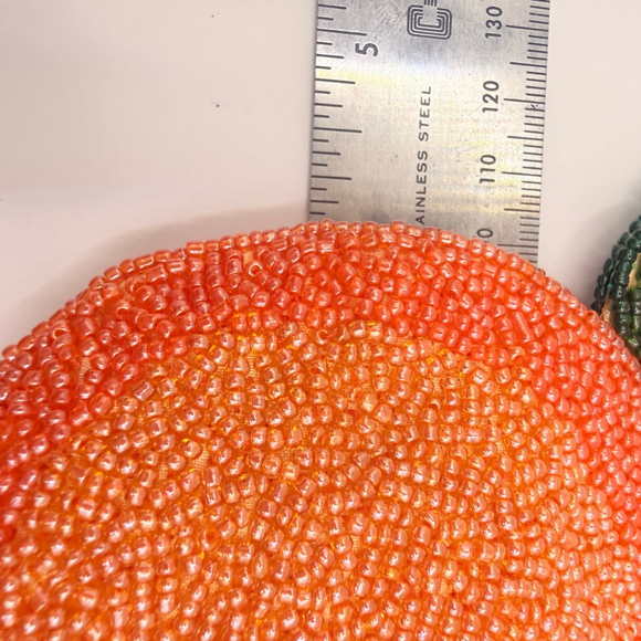 Vintage Women's Inge Christopher Beaded Peach Coin Purse - Picture 6 of 8